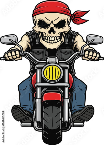 Skull Biker Mascot