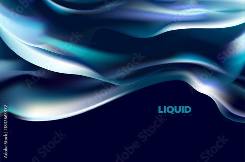 Abstract vector background of glass iridescent shape. Liquid glass wallpaper.