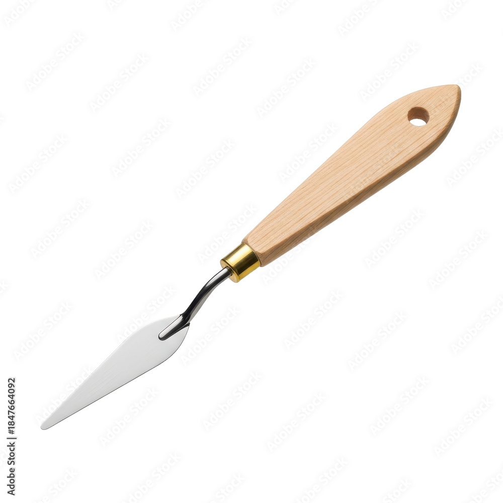 Obraz premium Palette Knife with Wood Handle on Black Background