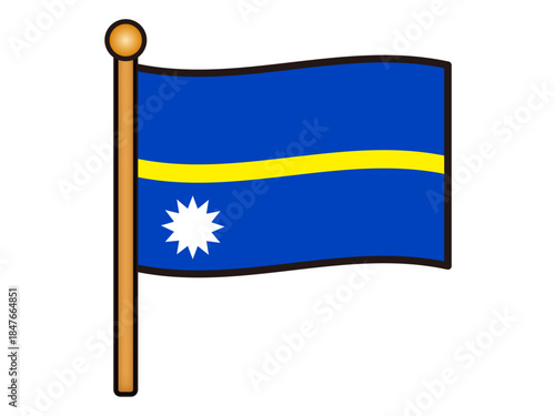 はためくナウル共和国の国旗アイコンイラスト素材