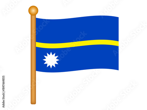 はためくナウル共和国の国旗アイコンイラスト素材2
