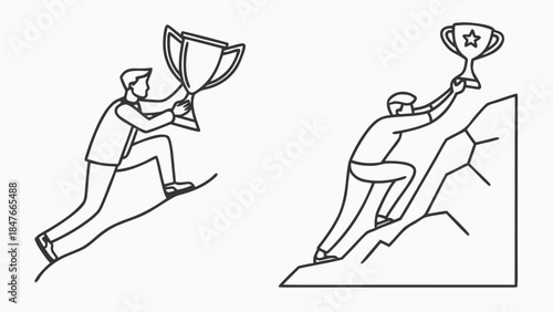 . Achieving Business Success: Climbing for Victory, Overcoming Challenges, Reaching Goals with Trophy Award