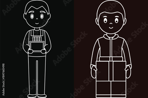 Construction Worker Vector Illustration Design Elements