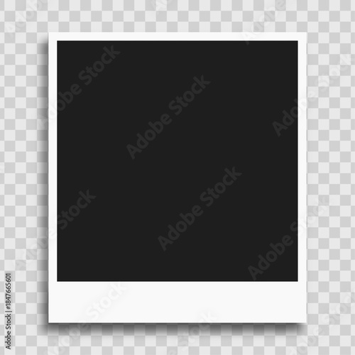 Realistic polaroid empty photo frame mock up with shadow Vector illustration