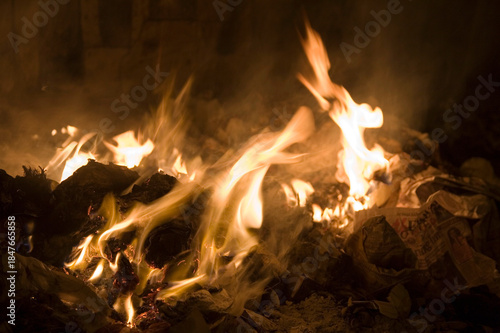 fire in the fireplace