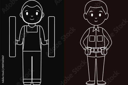 Construction Worker Icon Set Vector Illustration Design