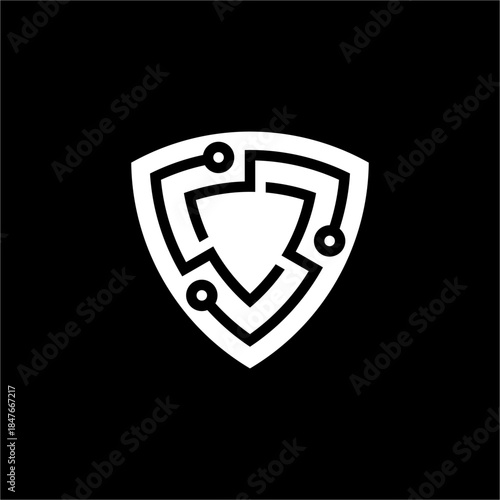 Elegant, sleek shield with integrated circuit lines. Best suited for fintech platforms or advanced software engineering.