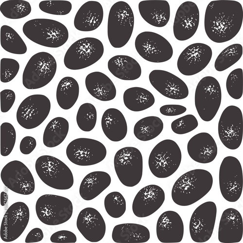 Black and white abstract textured static oval pattern