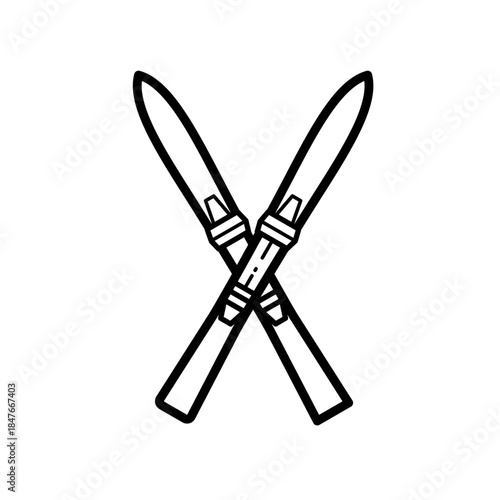 crossed skis, skiing - simple vector icon