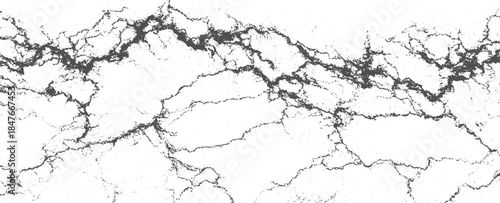 Dark grey cracked texture on white background abstract pattern black broken