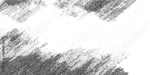 Monochrome distressed texture with diagonal lines and speckles abstract background black white gray