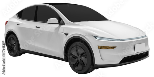 Front view white electric vehicle