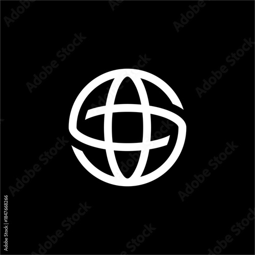 Modern S-shaped globe icon. This sleek, sophisticated logo is perfect for worldwide networking or aerospace industries.