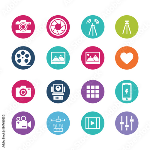 Collection of Flat Photography and Videography Icons