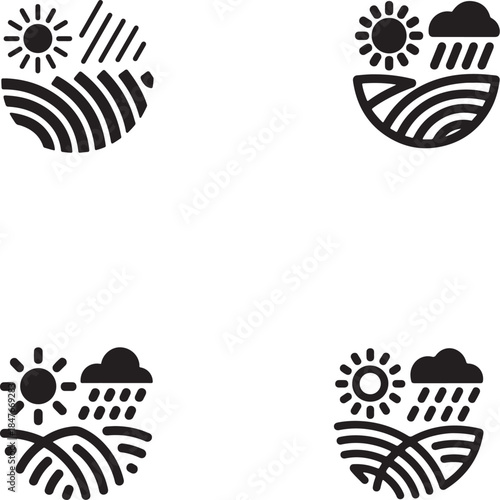 Four Weather and Agriculture in Black and White rain