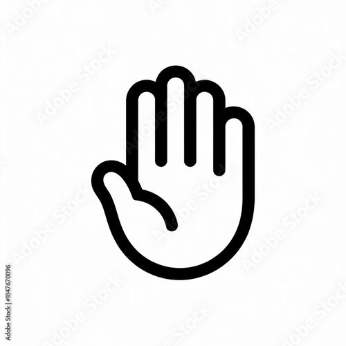 Gesturing Hand: An outline of an open hand gesture, symbolizing communication, greeting, or a signal of stop.