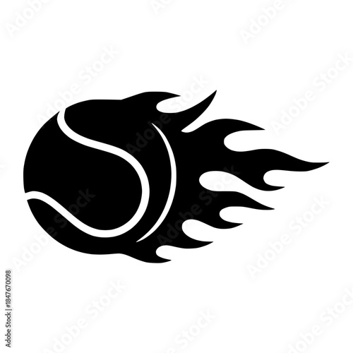Flaming Tennis Ball High Energy Sports Concept Vector