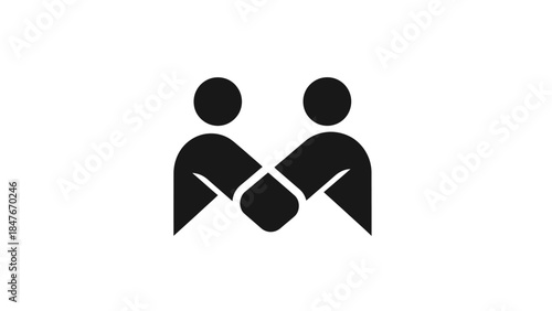 Minimalist Icon Depicting Two People Connecting Through Handshake or Exchange