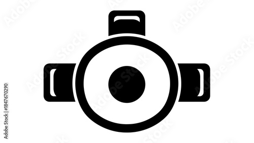 Minimalist Icon of a Camera Lens with Adjustable Elements and Central Focus Illustration