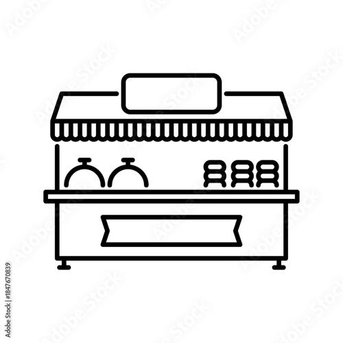 food stand outline icon. street food black line illustration.