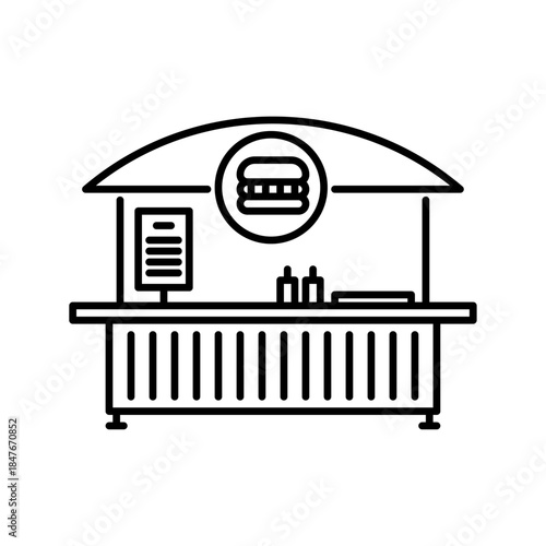 fast food stand outline icon. street food black line illustration.