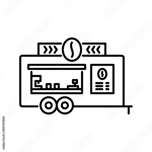 coffee truck outline icon. food truck black line illustration.