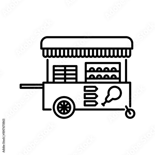 fried chicken merchant outline icon. street food black line illustration.