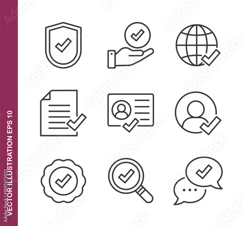 Checkmark line icons - Mini collection and editable stroke series icon