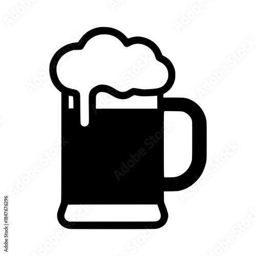 icon of a beer glass with foam on top, representing beverages, pubs, celebration, and nightlife