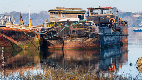 Tidy Thames at Pin Mill, Suffolk on a cold frozen morning  after sunrise