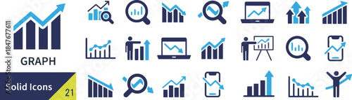 Illustrative Set of Graph Charts, Perfect for Data Presentation on Transparency