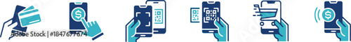 Mobile payment with credit card vector icon