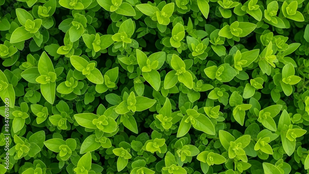 Obraz premium Green leafy plants overhead view