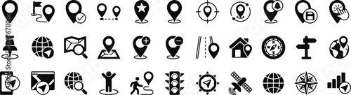Set of navigation icons on transparent background