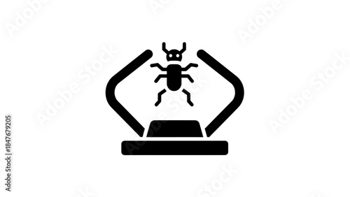 Minimalist Illustration Depicting a Bug Hovering Over a Surface with Surrounding Hands on a White