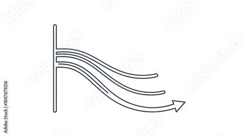 Minimalist Illustration Depicting Wind Flow Advancing in a Streamlined Direction