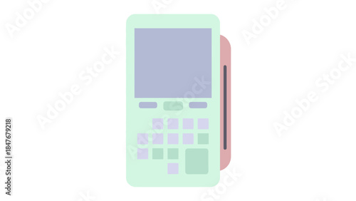 Minimalist illustration of a basic handheld calculator with pastel colors and simple design elements