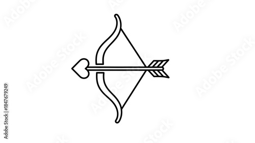 Minimalist Illustration of a Bow and Arrow Incorporating Heart and Geometric Elements for Symbolism
