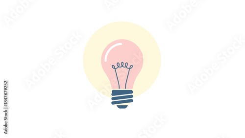 Minimalist Illustration of a Bright Idea Light Bulb with Soft Pastel Colors