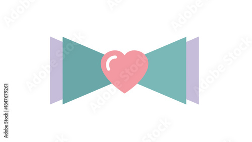 Minimalist Illustration of a Bow Tie with a Central Heart for Romantic Fashion Theme