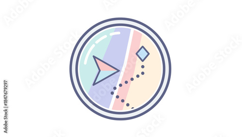 Minimalist illustration of a circular compass with pastel shades and directional indicators