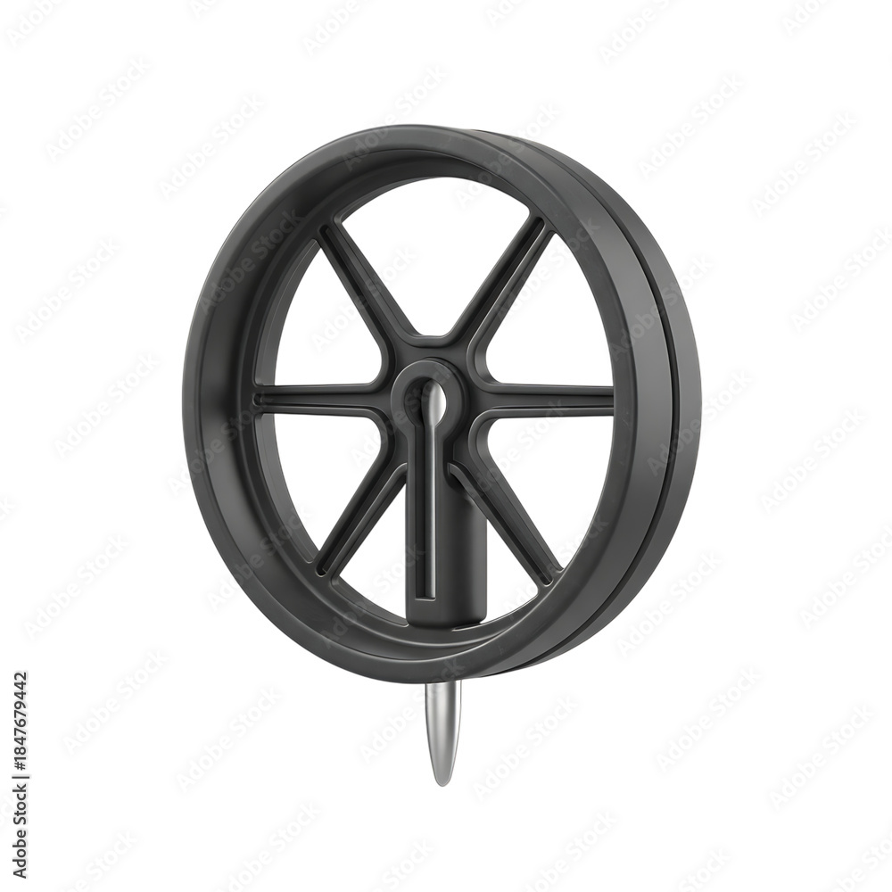 Obraz premium Dark Gray Spoked Wheel with Silver Pin image