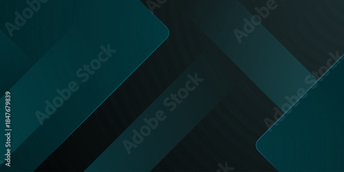 Abstract dark green background futuristic design. Simple and elegant banner overlap papercut shapes element concept.