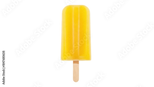 Photography Isolated tropical fruit popsicle on a stick, yellow refreshing summer dessert tr