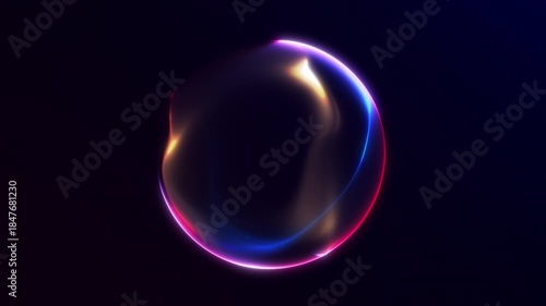 Minimal multicolored liquid gradient sphere softly glowing in dark space. Abstract futuristic energy orb with smooth elegant motion. Seamless 4K 60fps loop for modern design.