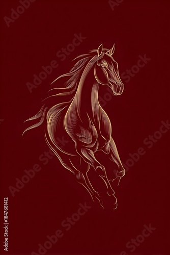 Golden Gallop Majestic Horse Line Art