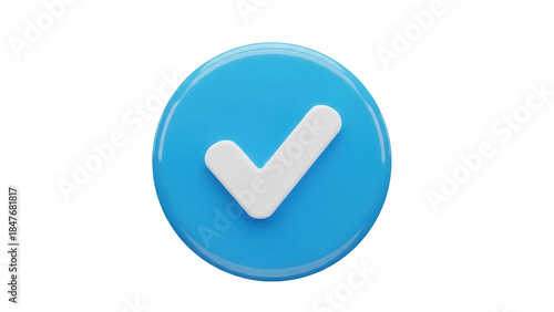 Isolated verification mark symbol for accounts and social media profiles, in light blue color.