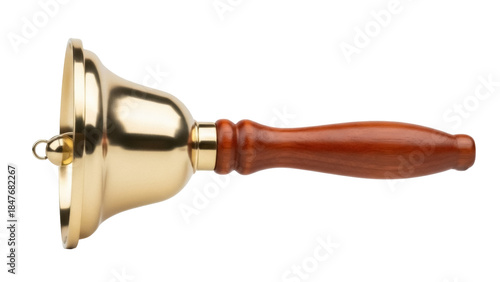 Isolated hand bell for ringing, school, celebration, notification, holiday or education