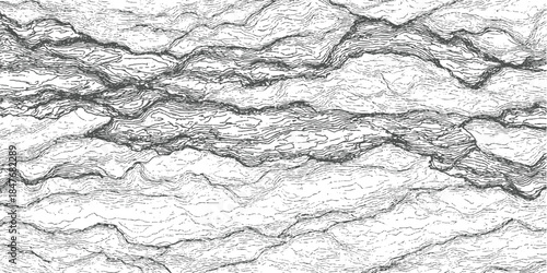 Abstract dark gray wavy lines on white background topographic map texture pattern