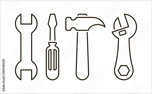 Stencil screwdriver icon Hammer Tools clipart Vector stock illustration